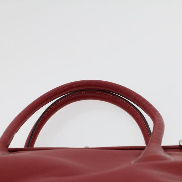 PRADA Clasp Hand Bag Leather Red Auth bs5891 - Picture 14 of 16